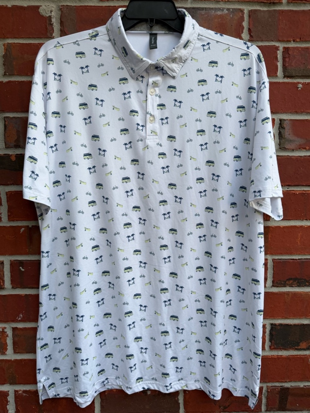 Anderson Ord XXL White Short Sleeve Volkswagon Van Printed Golf Polo Shirt F5